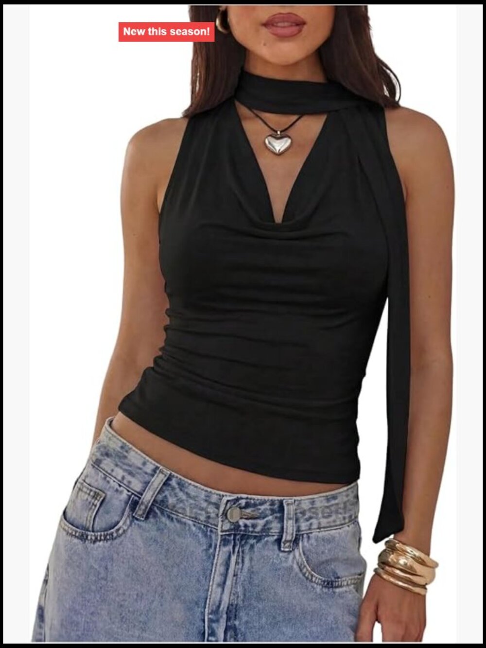 Women's Sleeveless Cowl Neck Crop Tank Top High Stretch Going Out